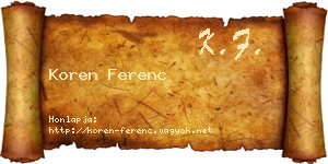 Koren Ferenc névjegykártya